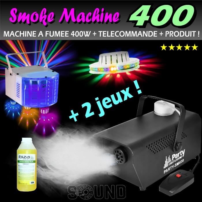 pack dj 2 jeux de lumière + machine a fumee 400w + produit - idéal
