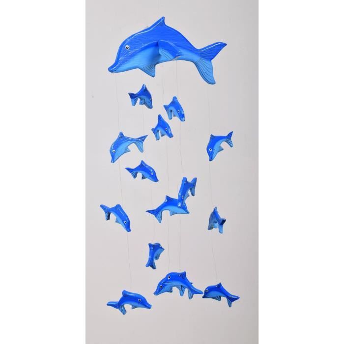 Mobile déco Dauphin Bois - Bleu