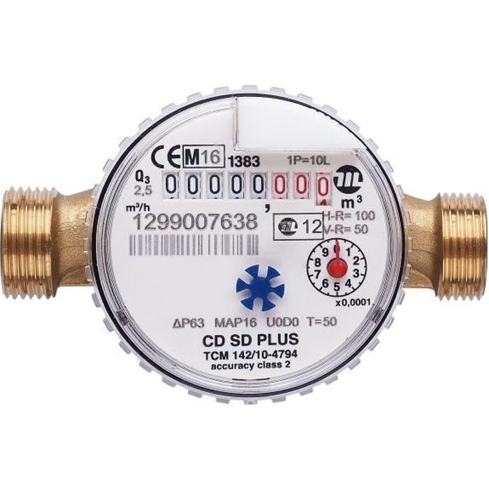 SOMATHERM Compteur divisionnaire - Eau froide - Calibre 15 mâle 3/4\