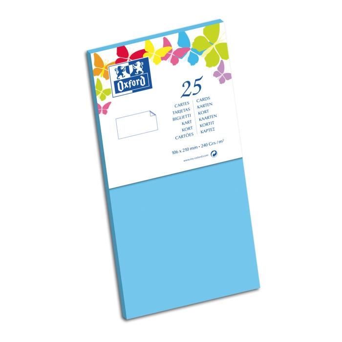 OXFORD 25 Cartes - 21 cm x 10,6 cm x 0,7 cm - 240g - Bleu Lagon