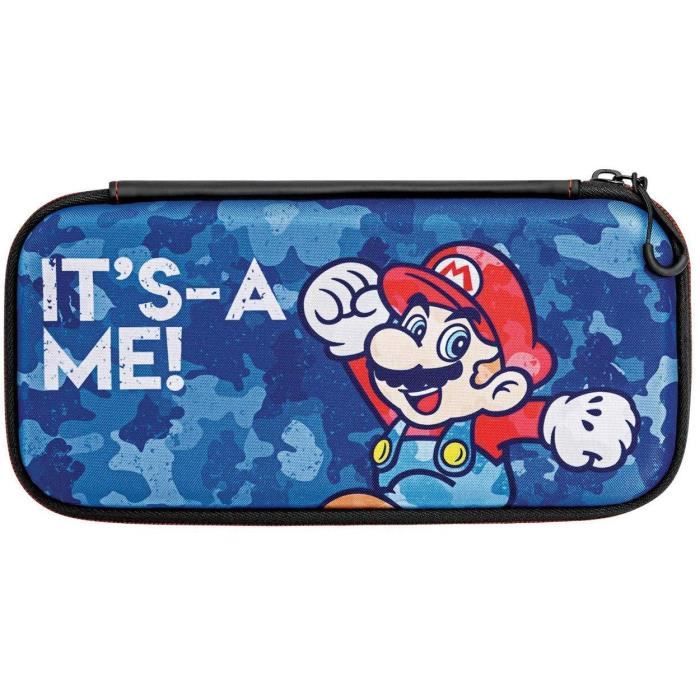 PDP Housse De Voyage Mario Camo Pour Nintendo Switch - Licence Officielle Édition Camouflage Bleu