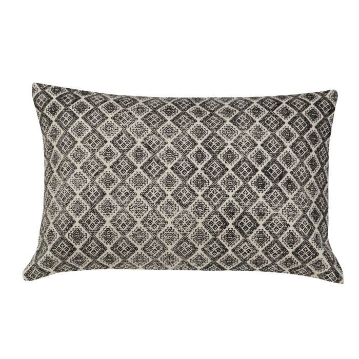 Coussin Sahari - 100% coton - 40 x 60 cm - Noir et beige écru