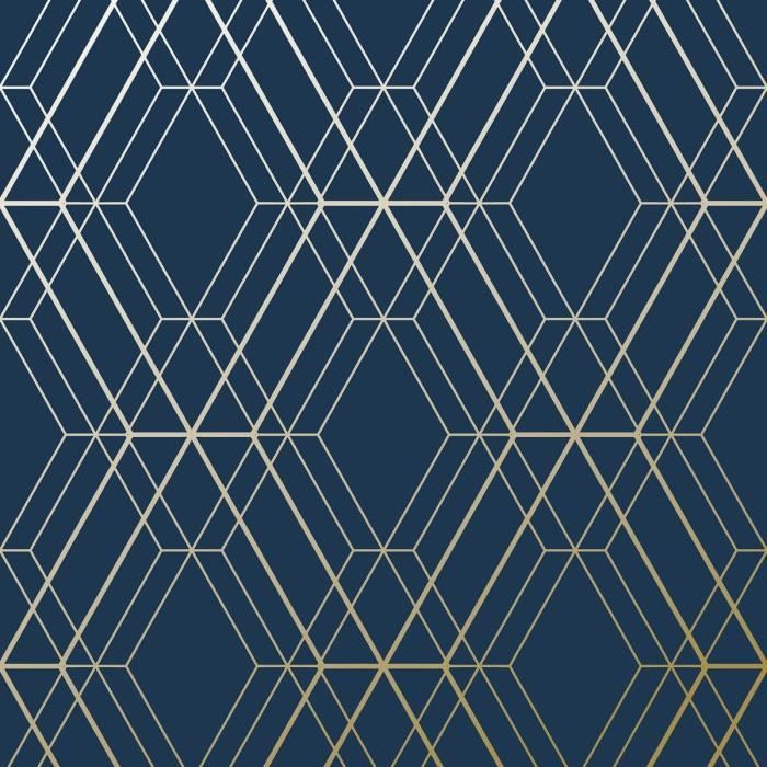 Papier Peint Géométrique Metro Diamond Bleu Marine Et Or Wow003