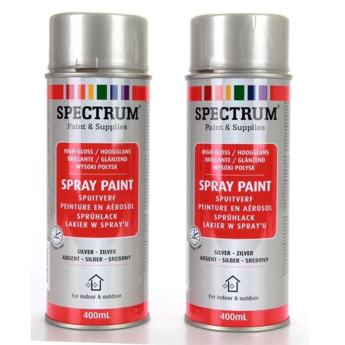 Lot De 2 Bombes Argent Peinture En Aérosol 400ml Boismétal