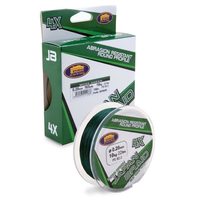 LINEAEFFE Tresse de pêche Japan Braid 4X - Vert mousse - Ø 0,14 mm