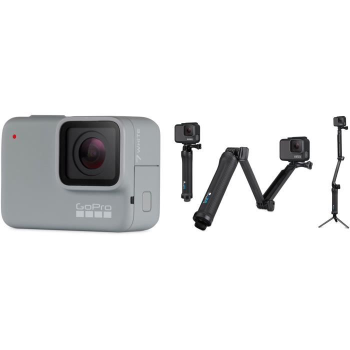 GOPRO Hero 7 White + Fixation 3 Way - 3 en 1 : Poignée, Bras, Trépied