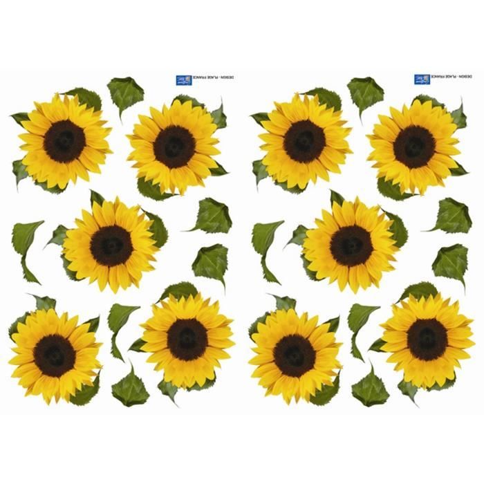 PLAGE Stickers adhésif mural Taille S - Tournesols2 planches 29,7 x 21 cm, divers motifs