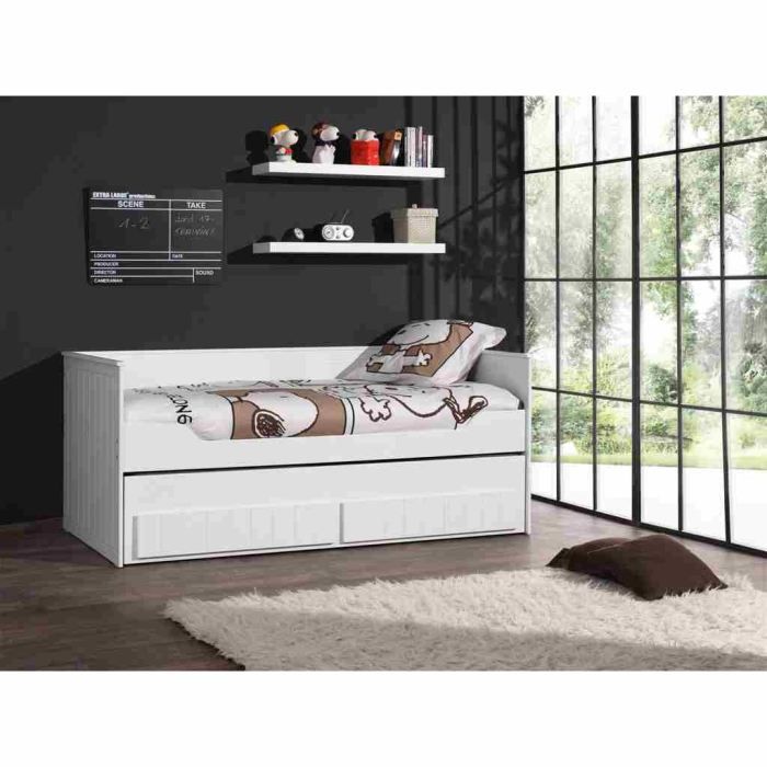 ROBIN Lit enfant combiné 90x200 cm - Laqué Blanc
