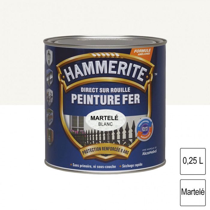 Peinture Martelée Hammerite Boîte 250ml Blanc Achat Vente