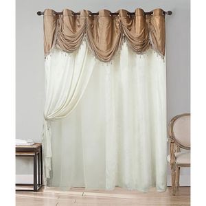 RIDEAU Rideau et voilage cantonnière perlé -L 280cm x H 2