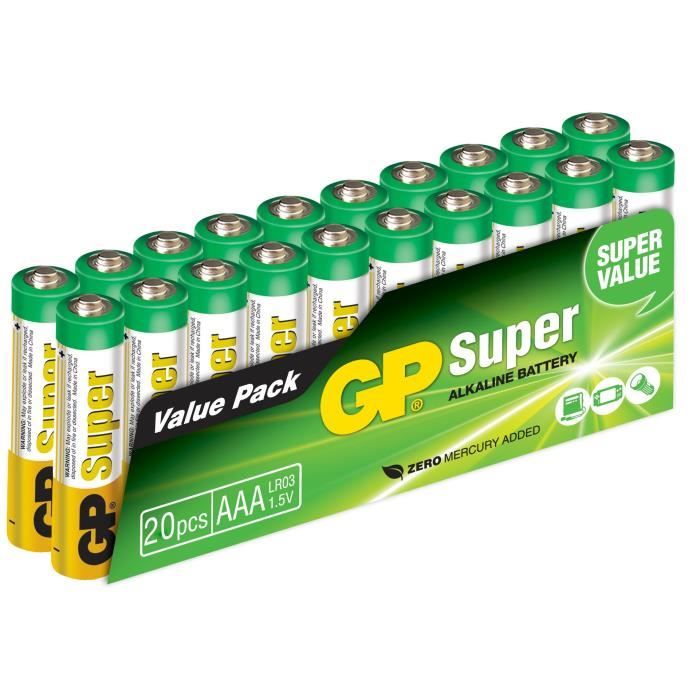 PILES SUPER ALCALINE sous film AAA/LR03VP20 / VALUE PACK 20*LR03