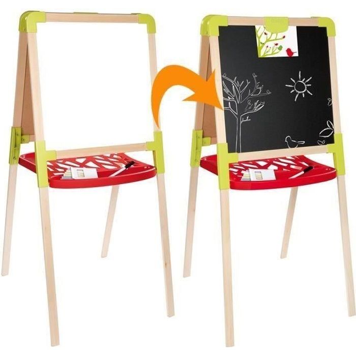 SMOBY Tableau Bois Ardoise Double Face + 60 Acss