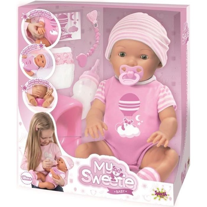 SPLASH-TOYS Poupon avec ses accessoires My sweetie baby - Rose