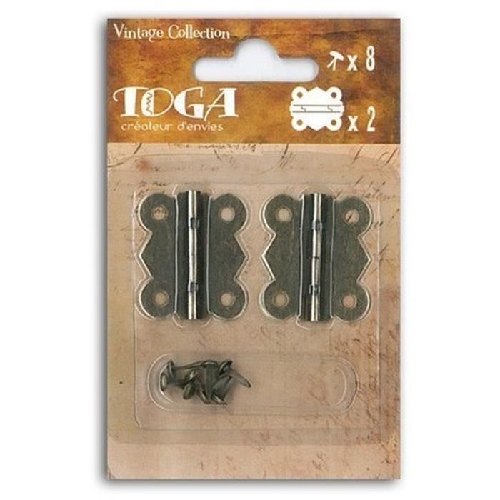 TOGA Pack de 2 Charnières Métal Vintage