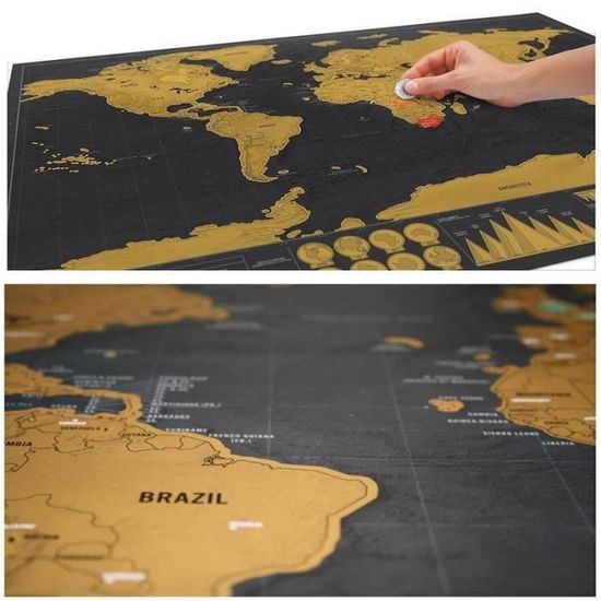 Scratch Map Carte Du Monde à Gratter Edition Luxe Noir
