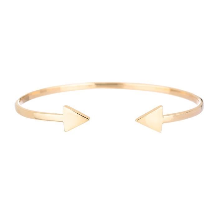 MONPLAISIR Bracelet Plaqué OR Jonc Motif Flèche