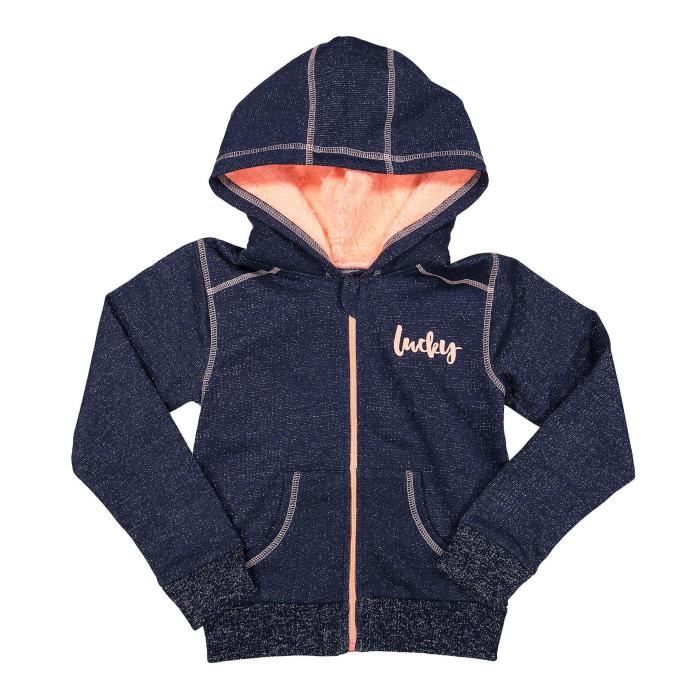 DJ DUTCHJEANS Veste Sweat Bleu et Orange Enfant Fille