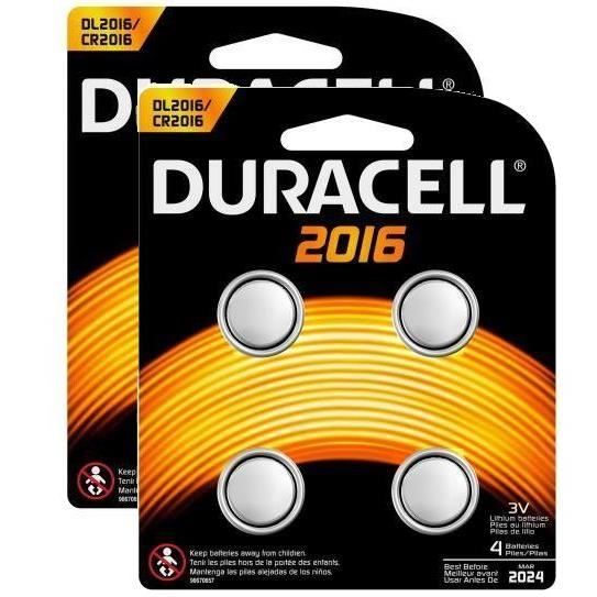 DURACELL 2 Packs de 4 Piles Bouton CR 2016