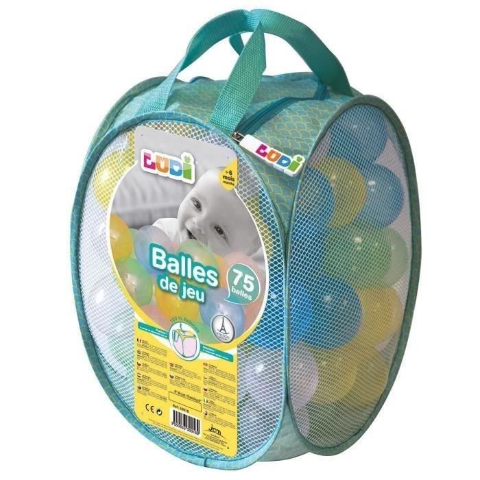 LUDI 75 balles de jeu avec sac de transport Transparent