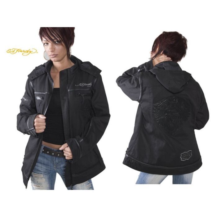 Ed Hardy Veste 3/4 Tiger Femme Noir