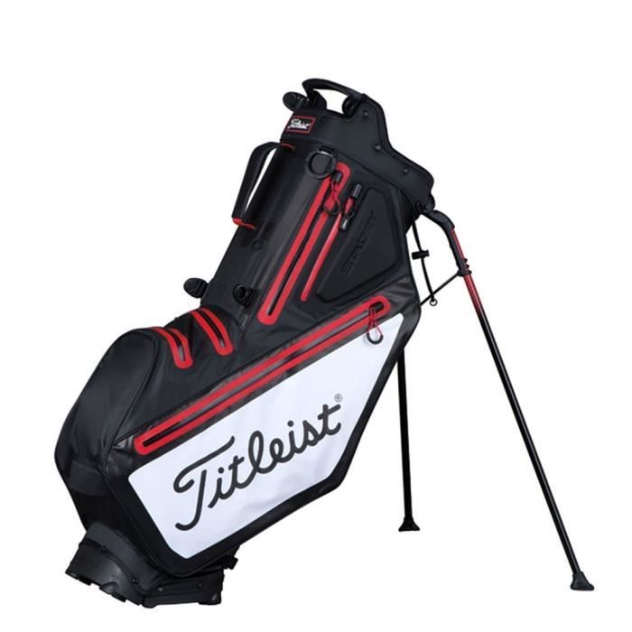 TITLEIST Sac de Golf avec Trépied Players 5 StaDry - Noir, Blanc et Rouge