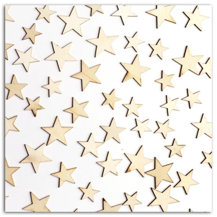 TOGA Pack de 60 Formes Bois Petites Etoiles