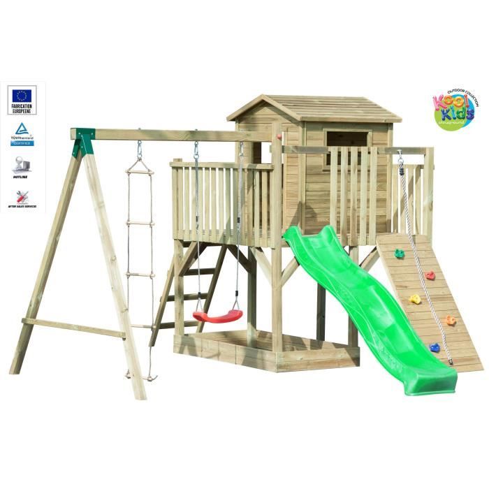 KOOLKIDS Balançoire / Portique Enfant - Aire de Jeux - 4 Agrès