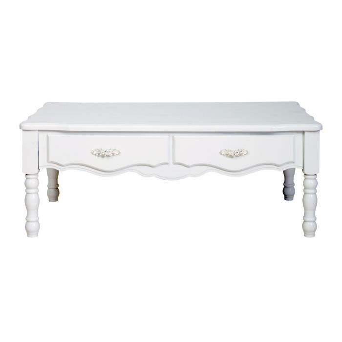mobili rebecca® table basse 4 tiroirs bois blanc design classique