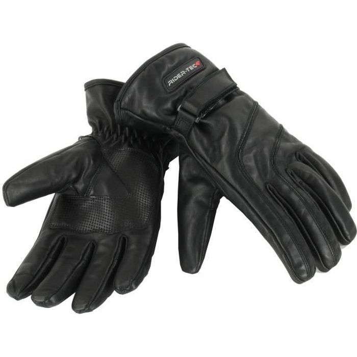 RIDER-TEC Gants Moto Hiver Noir.Homologué EPI (loi du 20/11/2016)