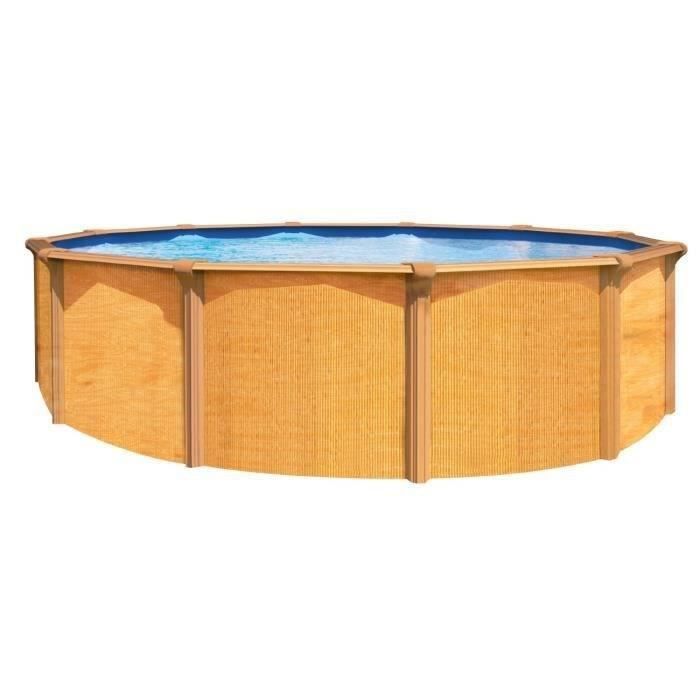 TRIGANO Piscine métal hors sol Osmose - 4,95 x 1,32 m - Aspect bois