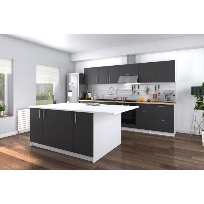 OBI Ilot central avec plan de travail L 160 cm - Blanc et ...