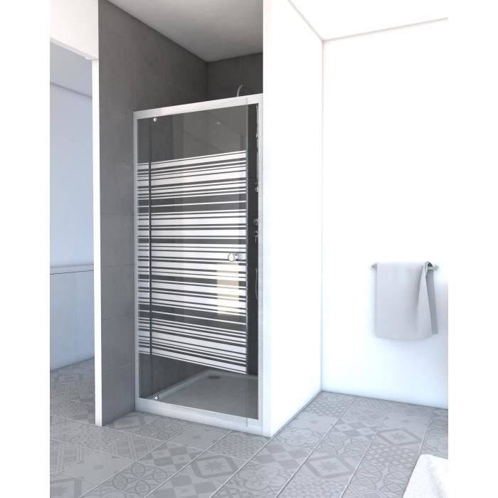 AURLANE Porte de douche First pivotante + paroi de douche fixe Paris - 80 x 80 cm - Verre securit 5mm