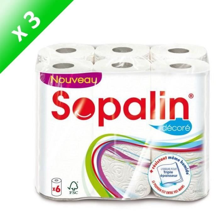 SOPALIN Rouleaux Essuie-tout Sopalin cŒur - Blanc - Lot de 3 x 6