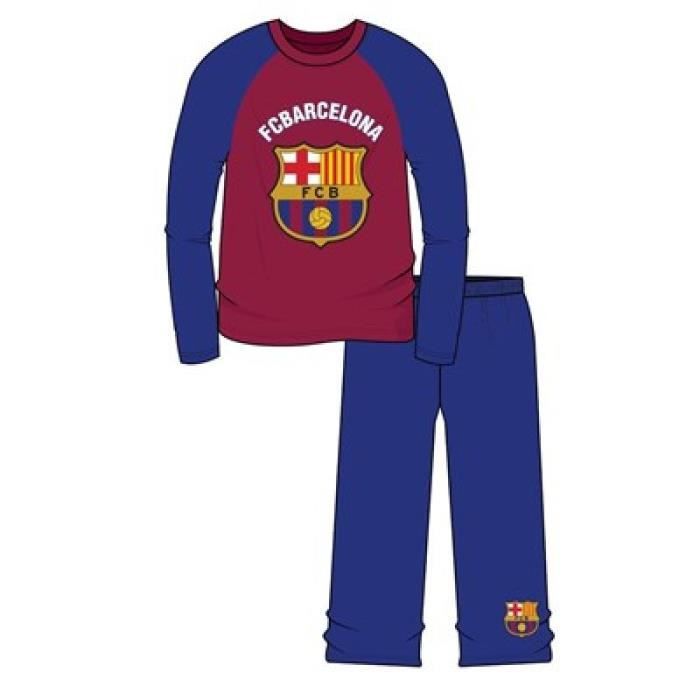 Pyjama Officiel FC Barcelone Manches Longues - Taille Enfant 4-14 Ans - 100% Coton (dos) Et Polyester (devant) - Rouge Et Bleu