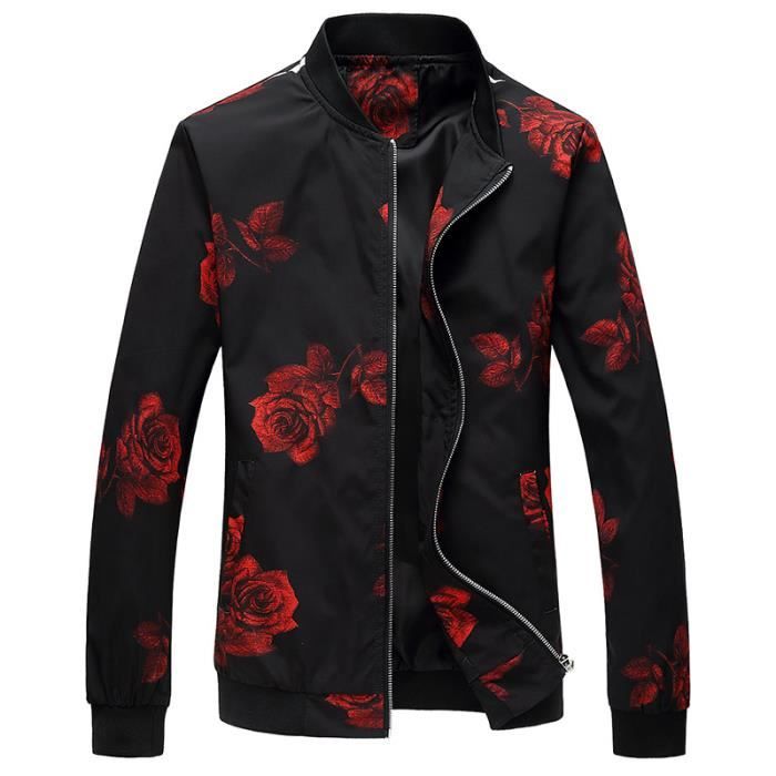 Homme Imprimé En Manches rouge Décontractée Longues Mode Flavor Polyester Blouson Simple Glissière Slim Blanc tSwqSdC