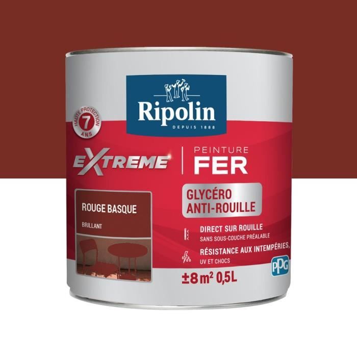 Ripolin Peinture Pour Fer Extérieur Rouge Basque Brillant 05 L