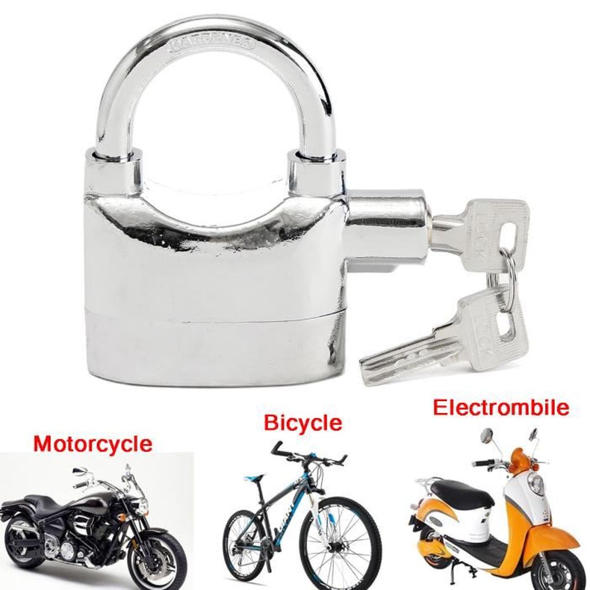 Cadenas Serrure Alarme Lock Antivol Sonore Sécurité Volant de ... Cadenas Serrure Alarme Lock Antivol Sonore Sécurité Volant de ...