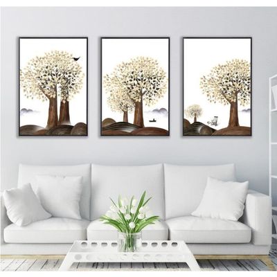 Leau Douce Couleur Grand Arbre Nordique De La Peinture Décorative 3