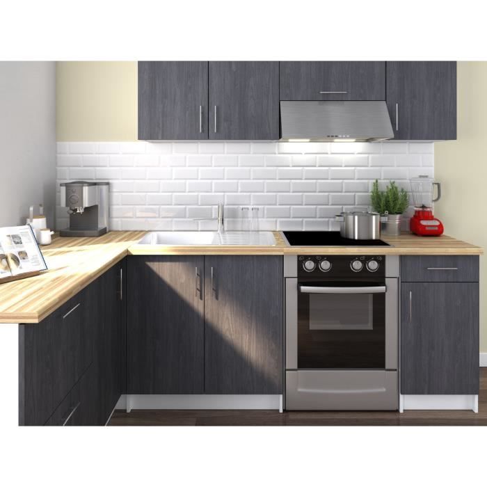 OBI Cuisine complète d'angle L 2m80 - Décor teck marine mat - Achat