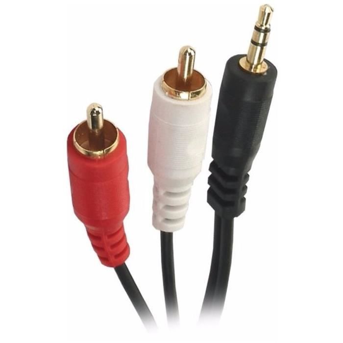 APM 419001 Cordon Jack 3,5 mm stéréo / 2 RCA Mâle - Plugs or - 2 m