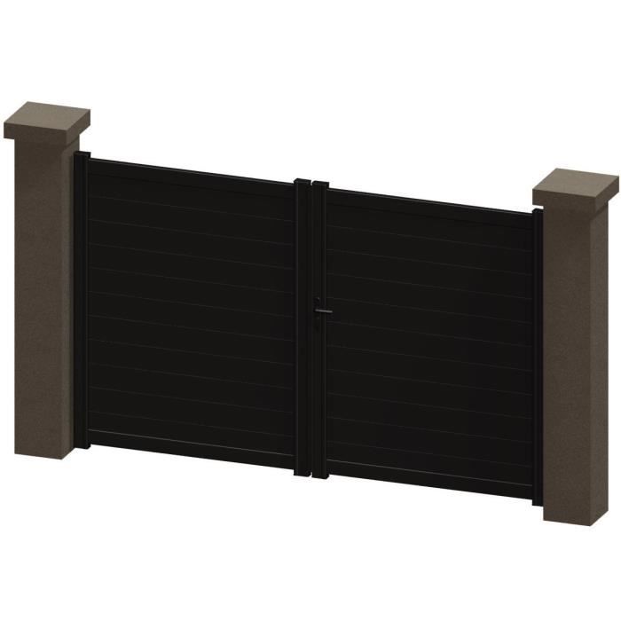 Portail battant en aluminium Ina marron 3,5m manuel - Autour du Portail