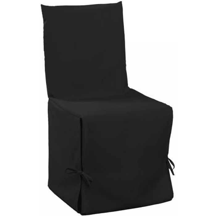 DOUCEUR d'INTERIEUR Housse de chaise unie à nouettes 50x50x50 cm Essentiel noir