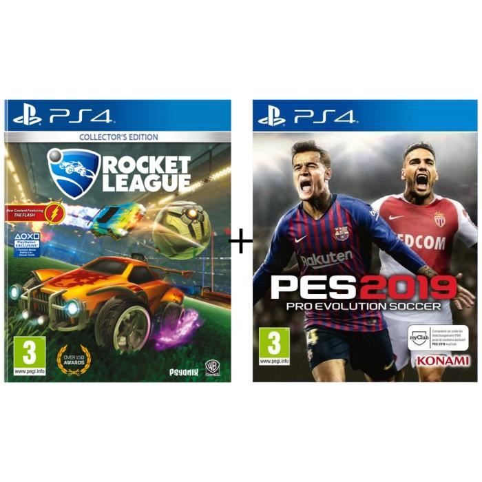 Pack 2 jeux PS4 : Rocket League Edition Collector + PES 2019