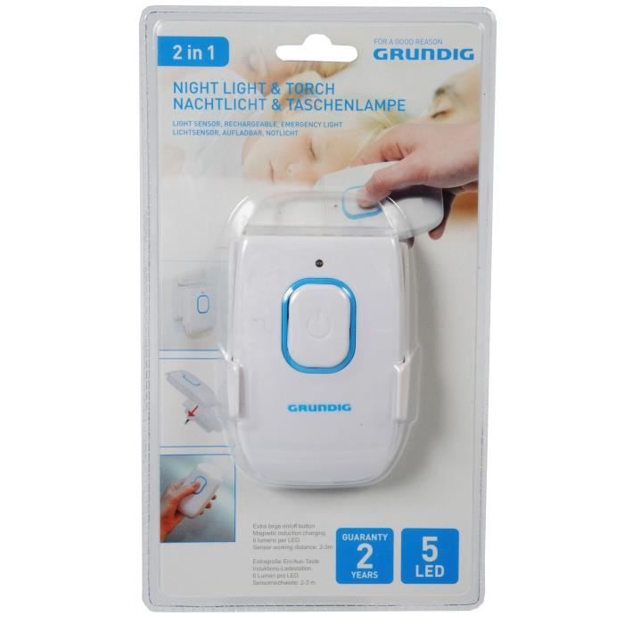 GRUNDIG 2 en 1 Lumière de nuit & Lampe de poche - Sans fil