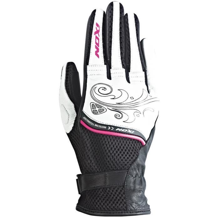 IXON RS Shine HP Gants Moto Noir Blanc et Fushia.Homologué EPI (loi du 20/11/2016)