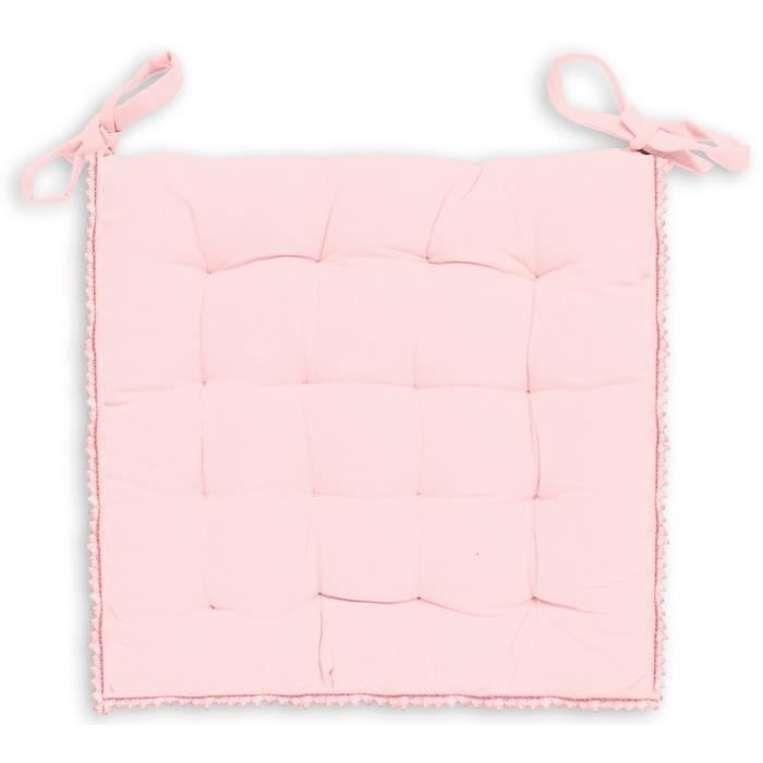 SOLEIL D'OCRE Galette de chaise capitonnée en coton dentelle - Rose