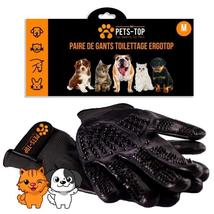 G-MOTIONS Gants de Toilettage Massage Chien Chat Nettoyage de Poils danimaux en Caoutchouc Brosse Anti-Poils + 1 Gant