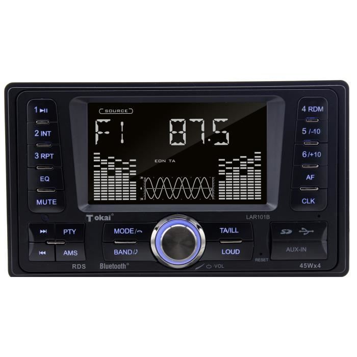 TOKAI Autoradio 2 DIN LAR-101B AM / FM RDS Bluetooth USB Afficheur Personnalisable 4 x 45 W