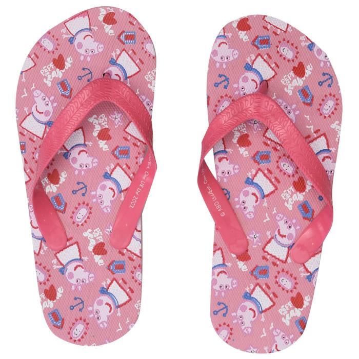 PEPPA PIG - Tongs Rose Sérigraphiées - Enfant Fille