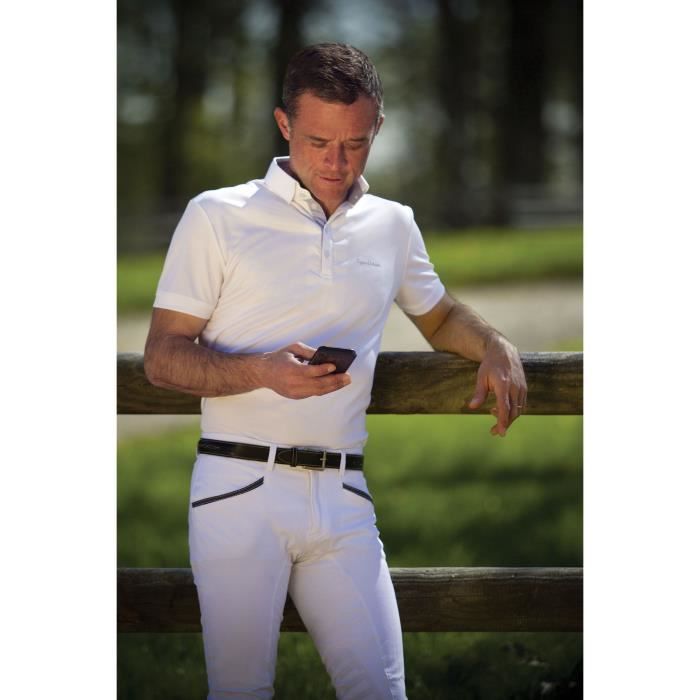EQUI-THEME Polo de concours d'équitation Mesh - Blanc - Homme